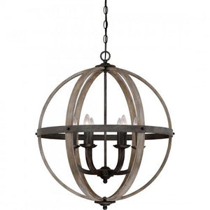 Quoizel FSN5206RK Fusion 6lts foyer rustic black 24.5"d Pendant