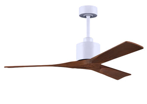 Matthews Fan NK-MWH-WA-52 Nan 6-speed ceiling fan in Matte White finish with 52” solid walnut tone wood blades