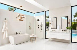 Pfister Black Kenzo Wall Mount Widespread Bath Faucet LG49-DF3B