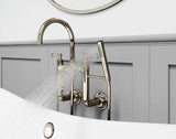 Tisbury Wall Mount 2-Handle Tub Filler with Hand Shower in Polished Nickel