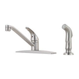 Pfirst Series 1-Handle Kitchen Faucet with Side Spray in Stainless Steel
