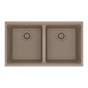 FRANKE MAG1201414-OYS Maris Undermount 31-in x 17.81-in Granite Double Bowl Kitchen Sink in Oyster In Oyster