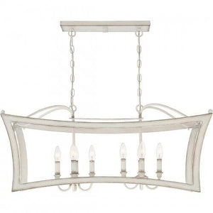Quoizel SUM836AWH Summerford Linear chandelier 8 light antique white Island Light