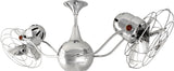 Matthews Fan VB-CR-MTL-DAMP Vent-Bettina 360° dual headed rotational ceiling fan in polished chrome finish with metal blades for damp location.