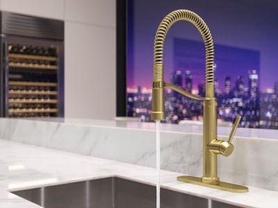 Pfister Brushed Gold Culinary Kitchen Faucet GT529-BRUBG