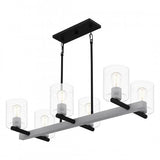 Quoizel CDW138MBK Caldwell Linear chandelier 6 lights matte black Island Light