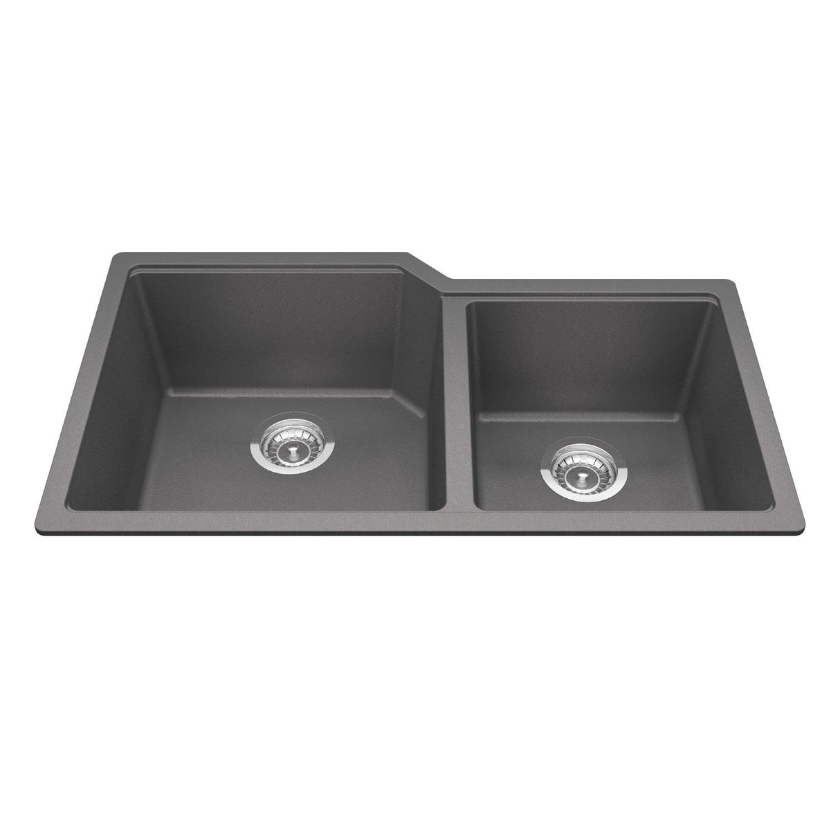 KINDRED MGC2034U-9SGN Granite Series 33.88-in LR x 19.69-in FB Undermount Double Bowl Granite Kitchen Sink in Stone Grey In Stone Grey