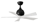 Matthews Fan IR5-BK-MWH-42 Irene-5 five-blade paddle fan in Matte Black finish with 42" solid matte white wood blades.