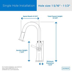 Gerber D150528SS Stainless Steel Draper Single Handle Pull-down Prep Faucet