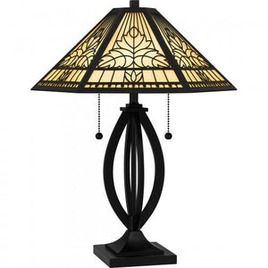 Quoizel TF6151MBK Tiffany Table lamp tiffany 2 lights matte black Table Lamp