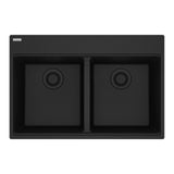 FRANKE MAG6201414-ONY Maris Topmount 31-in x 20.88-in Granite Double Bowl Kitchen Sink in Onyx In Onyx