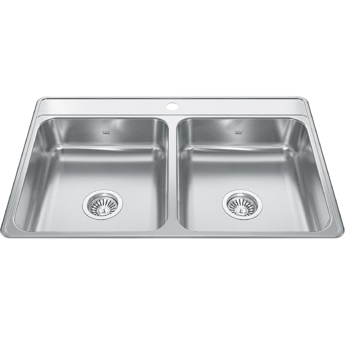 KINDRED CDLA3322-6-1N Creemore 33-in LR x 22-in FB x 6-in DP Drop In Double Bowl 1-Hole Stainless Steel Sink In Commercial Satin Finish