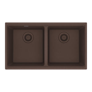 FRANKE MAG1201414-MOC Maris Undermount 31-in x 17.81-in Granite Double Bowl Kitchen Sink in Mocha In Mocha