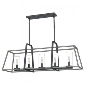 Quoizel QF5277DO Lincoln Linear chandelier 5 light distressed iro Island Light