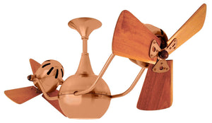 Matthews Fan VB-BRCP-WD Vent-Bettina 360° dual headed rotational ceiling fan in brushed copper finish with solid sustainable mahogany wood blades.