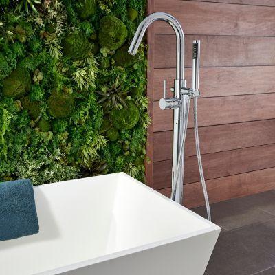 Pfister Polished Chrome Modern Free Standing Tub Filler LG6-1MFC