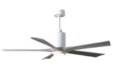 Matthews Fan PA5-WH-BW-60 Patricia-5 five-blade ceiling fan in Gloss White finish with 60” solid barn wood tone blades and dimmable LED light kit 