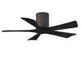 Matthews Fan IR5H-TB-BK-42 Irene-5H five-blade flush mount paddle fan in Textured Bronze finish with 42” solid matte black wood blades. 