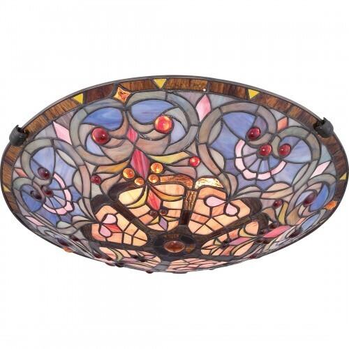 Quoizel TF1805SVB Carroll Flush mount tiffany 16"d vintage bronze Flush Mount