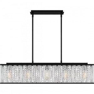 Quoizel PCCET538MBK Celeste Linear chandelier 5 lights matte black. Island Light