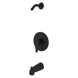 Pfirst Modern 1-Handle Tub & Shower, Trim Only Less Showerhead in Matte Black