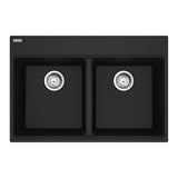 FRANKE MAG6201515-MBK-S Maris Topmount 33-in x 22-in Granite Double Bowl Kitchen Sink in Matte Black In Matte Black