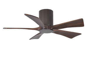 Matthews Fan IR5HLK-TB-WA-42 IR5HLK five-blade flush mount paddle fan in Textured Bronze finish with 42” solid walnut tone blades and integrated LED light kit.