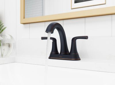 Spot Defense Brushed Nickel 2-handle 4" Centerset Bathroom Faucet LG48-MCA0GS