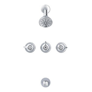 Gerber G0048030 Chrome Classics Three Handle Threaded Escutcheon Tub & SHOWE...