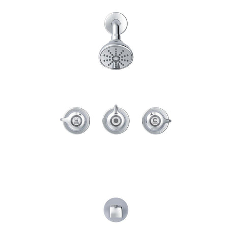 Gerber G0048030 Chrome Classics Three Handle Threaded Escutcheon Tub & SHOWE...