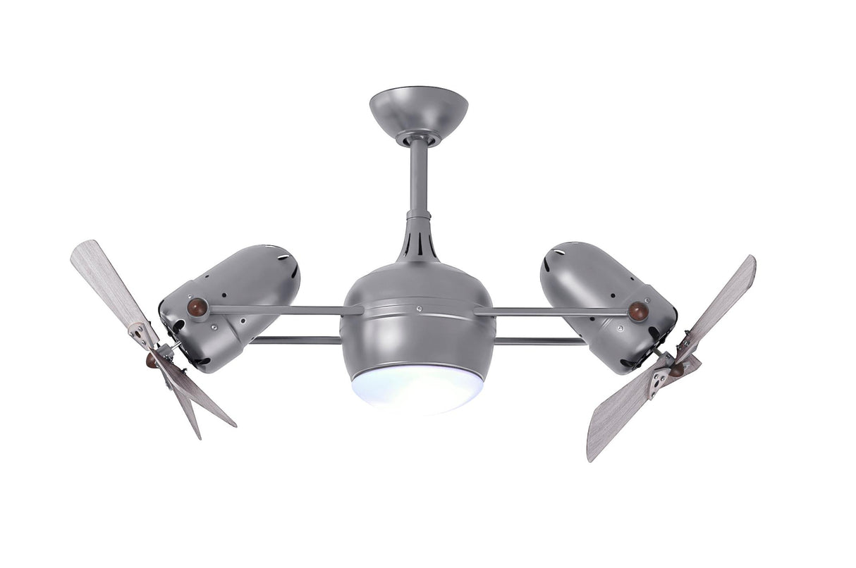 Matthews Fan DGLK-BN-WDBW Dagny 360° double-headed rotational ceiling fan with light kit in Brushed Nickel finish with solid barn wood blades.