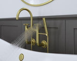 Tisbury Wall Mounted Tub Filler with Hand Shower in Brushed Gold