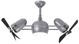 Matthews Fan DGLK-BN-WDBK Dagny 360° double-headed rotational ceiling fan with light kit in Brushed Nickel finish with solid matte black wood blades.