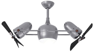 Matthews Fan DGLK-BN-WDBK Dagny 360° double-headed rotational ceiling fan with light kit in Brushed Nickel finish with solid matte black wood blades.