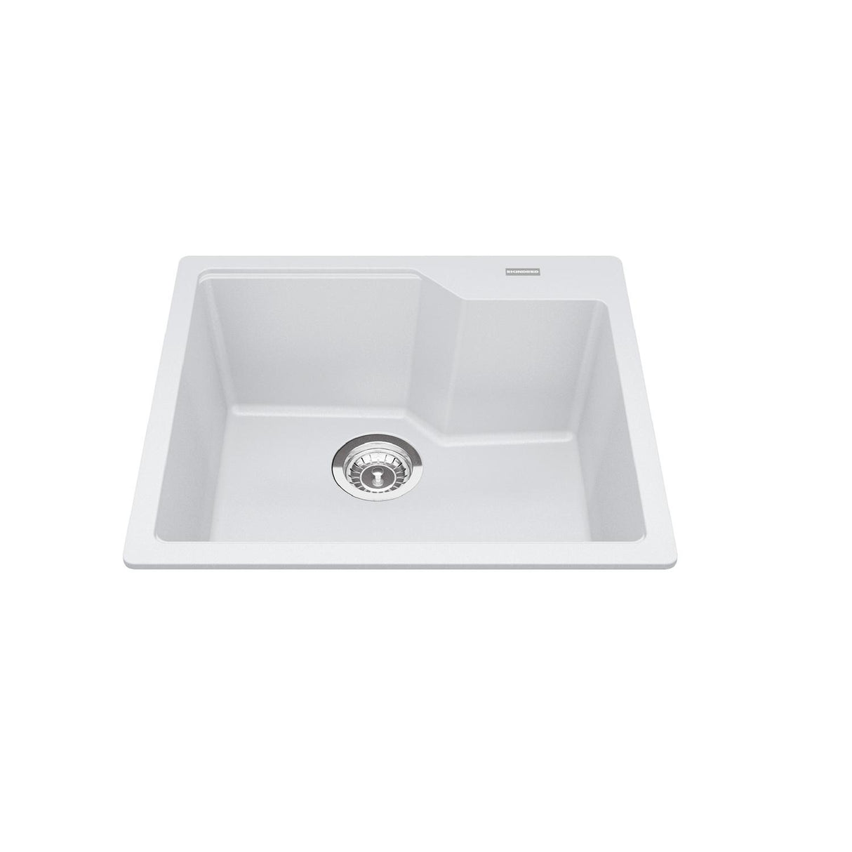 KINDRED MGSM2022-9PWTN Granite Series 22.06-in LR x 19.69-in FB x 9.06-in DP Drop In Single Bowl Granite Kitchen Sink In Polar White