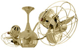 Matthews Fan VB-PB-MTL Vent-Bettina 360° dual headed rotational ceiling fan in polished brass finish with metal blades.