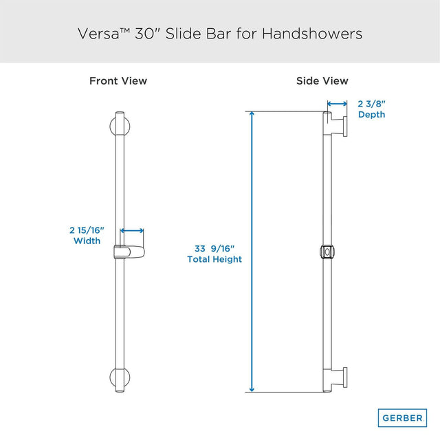 Gerber D469700 Chrome Versa 30" Slide Bar