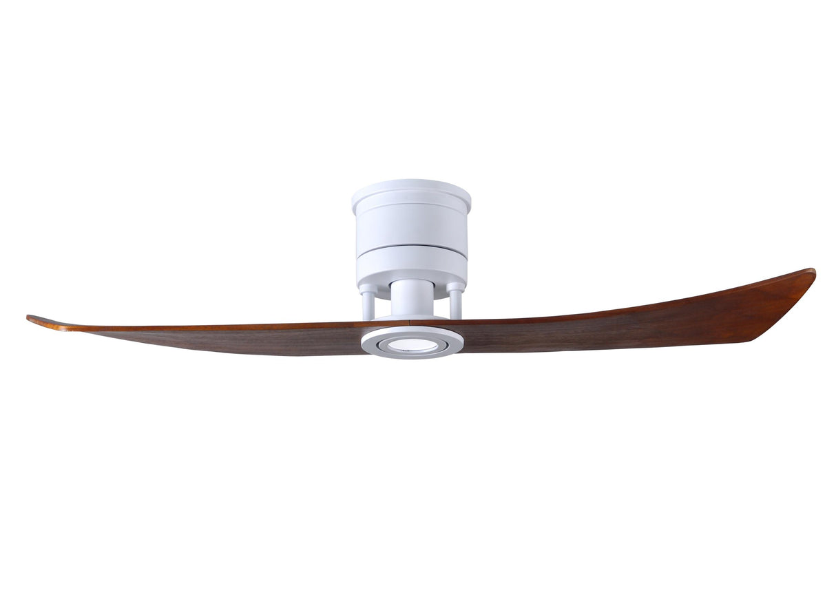 Matthews Fan LW-MWH-WA Lindsay ceiling fan in Matte White finish with 52" solid walnut tone wood blades and eco-friendly, dimmable LED light kit.