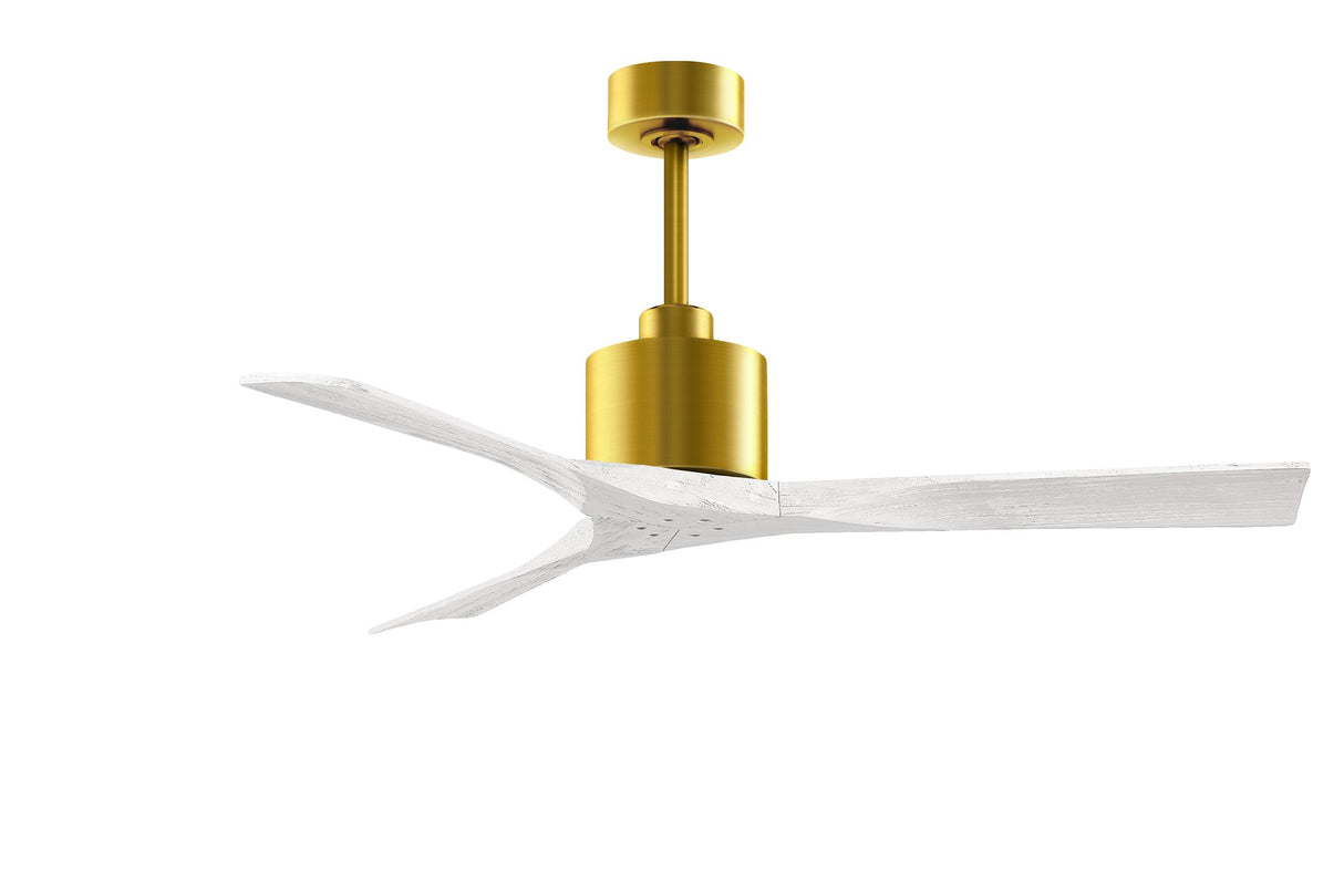 Matthews Fan NK-BRBR-MWH-52 Nan 6-speed ceiling fan in Brushed Brass finish with 52” solid matte white wood blades