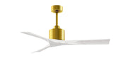 Matthews Fan NK-BRBR-MWH-52 Nan 6-speed ceiling fan in Brushed Brass finish with 52” solid matte white wood blades