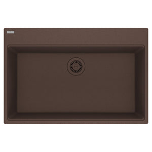 FRANKE MAG61031-MOC Maris Topmount 33-in x 22-in Granite Single Bowl Kitchen Sink in Mocha In Mocha