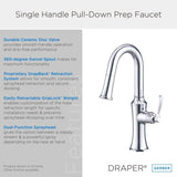 Gerber D150528 Chrome Draper Single Handle Pull-down Prep Faucet