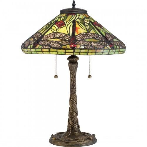 Quoizel TF2598T Jungle Dragonfly Table lamp tiffany 17.5"d Table Lamp