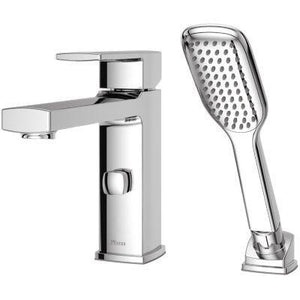 Deckard Single Handle Complete Roman Tub Trim with Handheld Shower in Polished Chrome