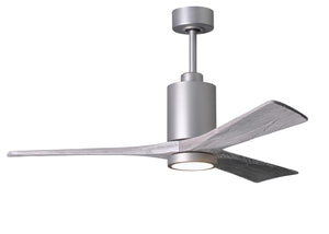Matthews Fan PA3-BN-BW-52 Patricia-3 three-blade ceiling fan in Brushed Nickel finish with 52” solid barn wood tone blades and dimmable LED light kit 