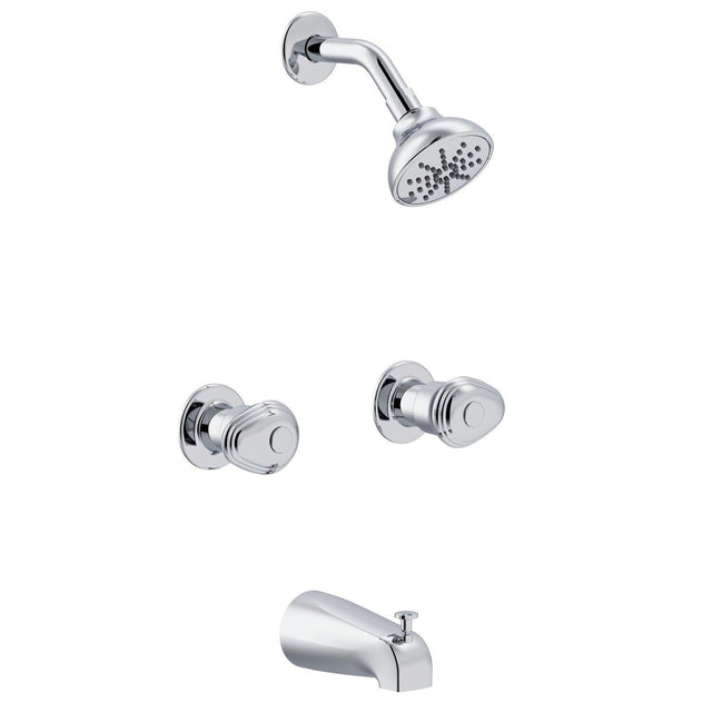 Gerber G0058400 Chrome Hardwater Two Handle Threaded Escutcheon Tub & SHOWER...