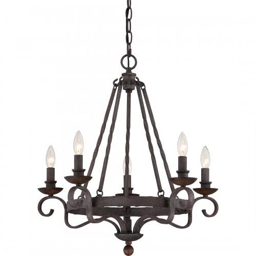 Quoizel NBE5005RK Noble Chandelier 5-light rustic black Chandelier