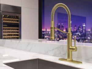 Pfister Brushed Gold Culinary Kitchen Faucet GT529-BRUBG