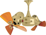 Matthews Fan DD-BRBR-WD Duplo Dinamico 360” rotational dual head ceiling fan in Brushed Brass finish with solid sustainable mahogany wood blades.