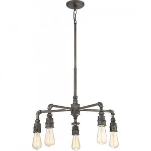 Quoizel SQR5005RK Squire 5 light chandelier rustic  blk Chandelier